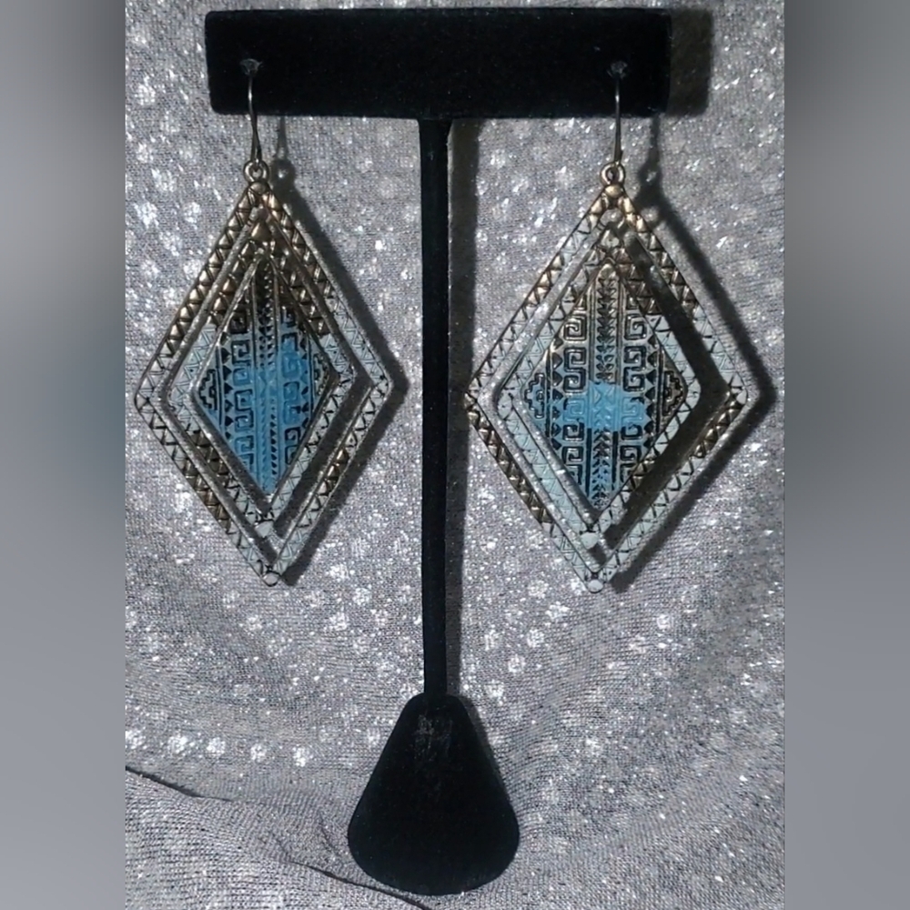 Antique Gold-Blue Earrings